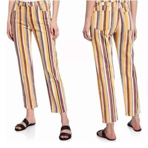 Frame Denim Le High Straight Painterly Stripe Jeans Size 27